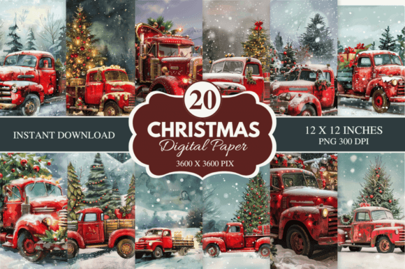 Capturing Nostalgia: The Christmas Red Truck Digital Paper Bundle