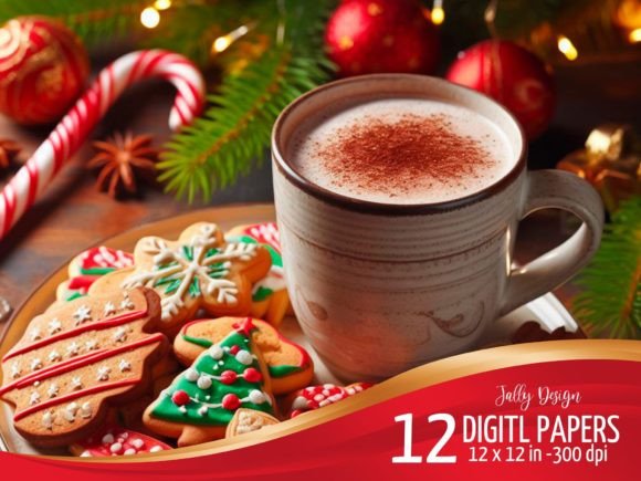 Christmas Cookies with Hot Cocoa Paper: A Cozy Design Asset