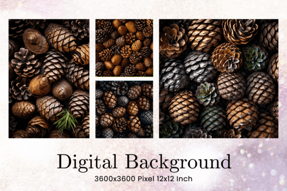 Christmas Winter Pinecones Background: A Digital Design Asset