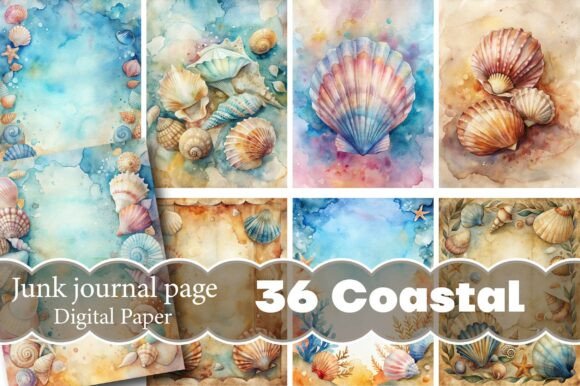 Coastal Junk Journal Pages: A Sea-Inspired Graphic Set for Every Creator