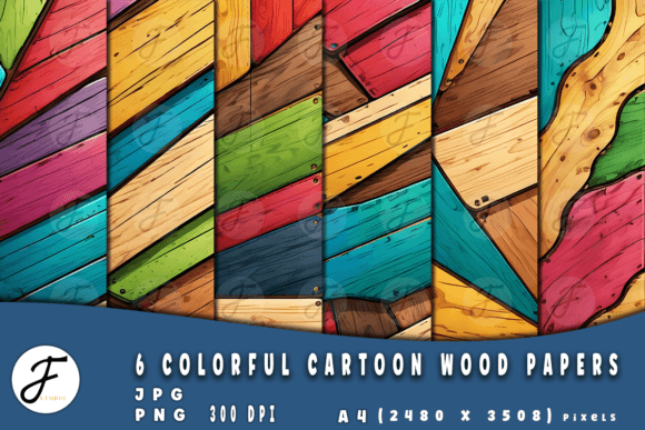 Colorful Cartoon Wood Papers: A Playful Digital Asset
