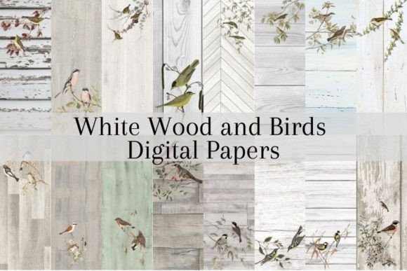 Crafting Timeless Stories with White Wood and Birds Digital Paper