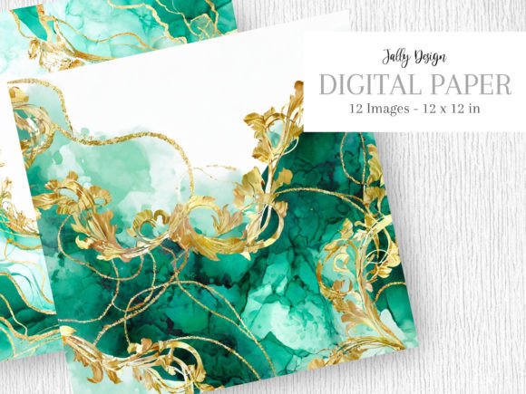 Luxury Green Alcohol Ink Baroque Art: A Modern Take on Classic Grandeur