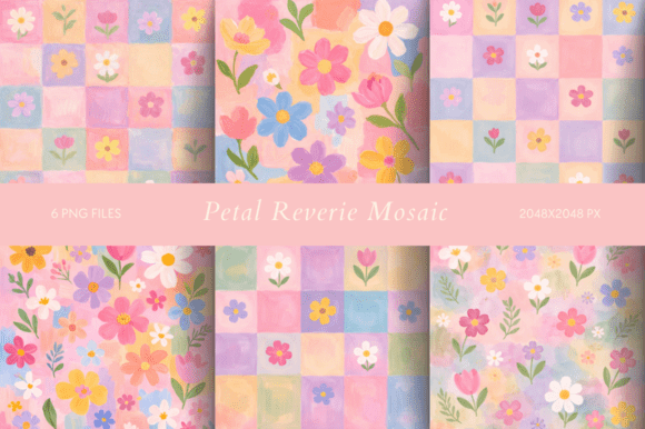 Petal Reverie Mosaic: A Dreamy Blend of Florals and Pastel Blocks