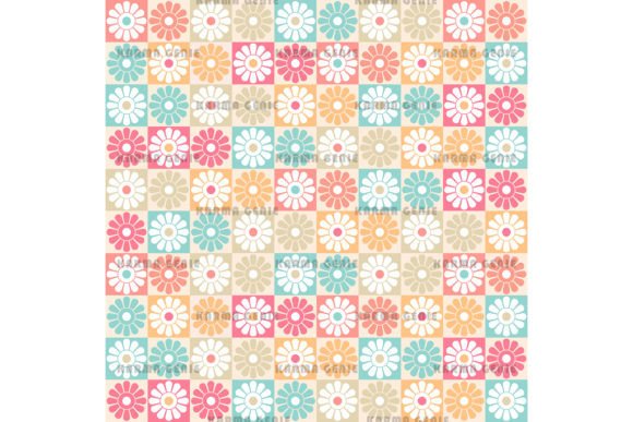 Retro Colorful 1970s Flowers Background
