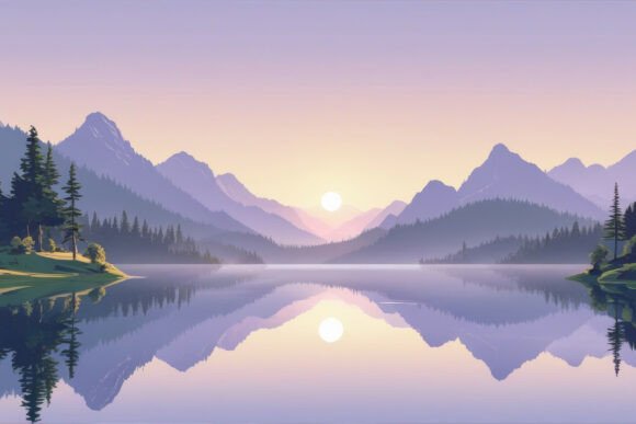 Serene Visuals: Mountain Range and Calm Lake Background