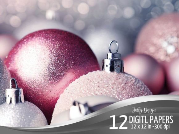 Silver & Pink Christmas Ornaments: A Festive Design Asset