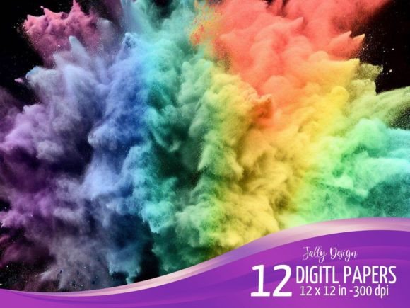 Unleash Creativity with Rainbow Chalk Explosion Digital Paper