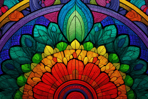 Vibrant Symmetry: A Deep Dive into Rainbow Mandala Stained Glass Art