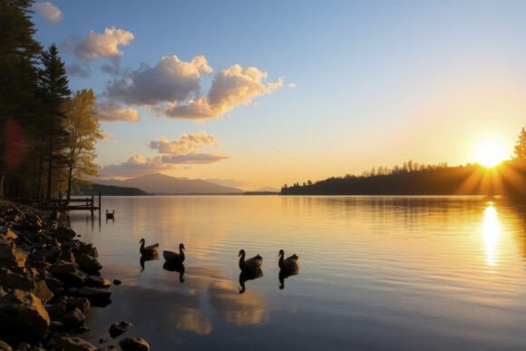 Why This Sunset Over Lake Background Is a Design Essential